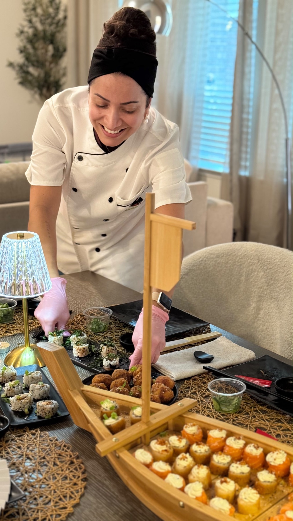 Chef Barbara serving guests